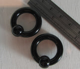 Black Bioplast Metal Sensitive Acrylic Hoops Retainers Rings 4 gauge 16 mm Diameter