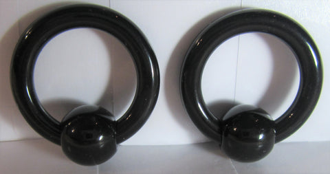 Black Bioplast Metal Sensitive Acrylic Hoops Retainers Rings 8 gauge 12 mm Diameter