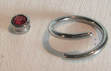 Surgical Steel Red Gem Double Hoop Wrap Seamless Ring 14 gauge 14g 10 mm