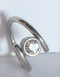 Surgical Steel Clear Gem Double Hoop Wrap Seamless Ring 14 gauge 14g 10 mm
