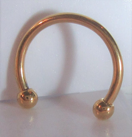 Small 2.5 mm Balls Gold Titanium Horseshoe Circular Ring Hoop 16 gauge 16g 10 mm