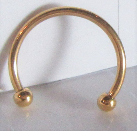 Small 2.5 mm Balls Gold Titanium Horseshoe Circular Ring Hoop 16 gauge 16g 12 mm