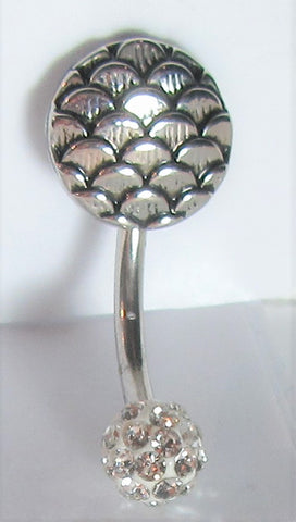 Silver Shimmer Waves Crystal Ball Barbell VCH Clit Clitoral Hood Ring 14 gauge - I Love My Piercings!