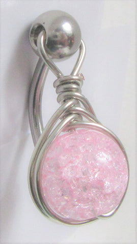 Woven Pink Pressure Ball Drop VCH Vertical Clitoral Hood Ring Barbell 14 gauge - I Love My Piercings!