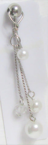 White Pearl Dangle VCH Vertical Clit Clitoral Hood Ring 14 gauge 14g - I Love My Piercings!