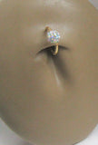 Gold Titanium AB Crystal Ball Captive Hoop Belly Navel Ring 16 gauge 16g 8 mm