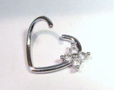 Surgical Steel Clear Crystal Flower Heart Cartilage Hoop Ring Seamless 16 gauge