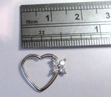 Surgical Steel Clear Crystal Flower Heart Cartilage Hoop Ring Seamless 16 gauge