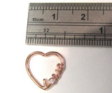 18k Rose Gold Love Heart Cartilage Hoop Ring Seamless 16 gauge 16g