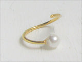 Gold Titanium White Pearl Smaller Thinner Hoop Belly Navel Ring 20 gauge 20g