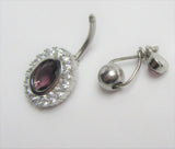 Surgical Steel Drop & Dangle Oval Purple Crystal VCH Clitoral Hood Jewelry 14 gauge - I Love My Piercings!