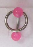 Pink Balls Hoop Dangle VCH Clit Clitoral Hood Piercing 14 gauge 14g - I Love My Piercings!