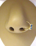 18k Gold Plated Flower Dark Blue Opal Opalite Nose Seamless Hoop Ring 20 gauge - I Love My Piercings!