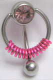 Light Purple Pressure Gem Ball Fuchsia Coiled VCH Clitoral Clit Hood Ring 14g - I Love My Piercings!