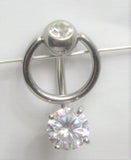 Surgical Steel Drop & Dangle Clear Diamond Hoop VCH Clitoral Clit Hood Ring 14 gauge 14g - I Love My Piercings!