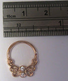 18K Rose Gold Plated 9 mm Filigree Cartilage Seamless Hoop 16 gauge