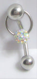 Iridescent Crystal Ball Dangle Bar VCH Jewelry Clit Clitoral Hood Ring 14 gauge - I Love My Piercings!