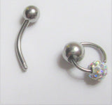 Iridescent Crystal Ball Dangle Bar VCH Jewelry Clit Clitoral Hood Ring 14 gauge - I Love My Piercings!