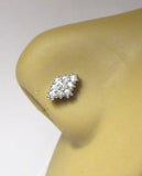 Surgical Steel Clear CZ Crystal Beaded Nose Stud L Shape Ring 20g - I Love My Piercings!