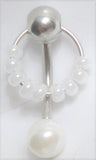 Surgical Steel White Pearl Explosion Hoop Dangle VCH Clitoral Hood Jewelry 14 gauge