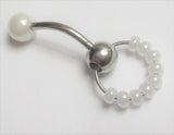 Surgical Steel White Pearl Explosion Hoop Dangle VCH Clitoral Hood Jewelry 14 gauge - I Love My Piercings!