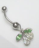 Surgical Steel Clear Cherries Crystal CZ Gem Dangle VCH Vertical Clit Clitoral Hood Ring 14g