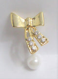 14k Gold Plated Barbell Ribbon Bow Crystal White Pearl VCH Jewelry Clitoral Clit Hood 14 gauge 14g