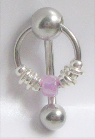 Surgical Steel Hoops N Beads Blast VCH Clitoral Clit Hood Bar Jewelry 14 gauge 14g