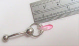 Surgical Steel Pink Soap Stone VCH Jewelry Vertical Clitoral Clit Hood Barbell Ring 14G