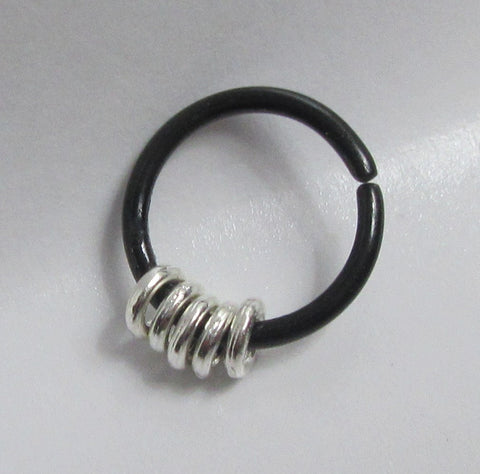 Black Titanium16G Seameless Steel Hoop Cluster Ear Cartilage Ring 16 Gauge