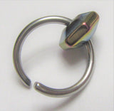 Surgical Steel Titanium Hexagon Oil Slick Seamless Hoop 14G 14 Gauge Earring Ear Cartilage
