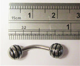 Surgical Steel Curved Barbell Ribbed Balls VCH Clitoral Hood Piercing 14 gauge - I Love My Piercings!