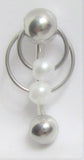 Surgical Steel White Pearl Double Hoop Barbell VCH Clit Clitoral Hood Ring 14g