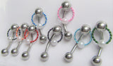 Surgical Steel Twisted Hoop Small White Pearl VCH Jewelry Vertical Clitoral Clit Hood Barbell Ring 14G