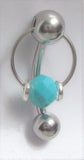 Surgical Steel Facet Turquoise Stone Hoop VCH Jewelry Vertical Clitoral Clit Hood Barbell Ring 14G - I Love My Piercings!