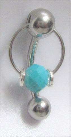 Surgical Steel Facet Turquoise Stone Hoop VCH Jewelry Vertical Clitoral Clit Hood Barbell Ring 14G