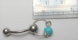 Surgical Steel Facet Turquoise Stone Hoop VCH Jewelry Vertical Clitoral Clit Hood Barbell Ring 14G - I Love My Piercings!