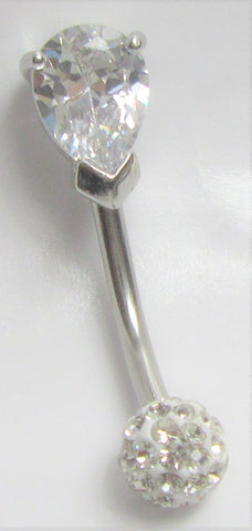 Stainless Surgical Steel Gem Crystal VCH Vertical Clitoral Clit Hood Bar 14g