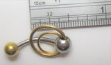 14k Gold Plated Double Hoop VCH Vertical Clitoral Clit Hood Bar Post Ring 14g