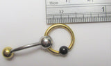 Black Gold Titanium Hoop Dangle VCH Vertical Clitoral Hood Bar Ring Post 14G - I Love My Piercings!