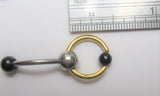 Black Gold Titanium Hoop Dangle VCH Vertical Clitoral Hood Bar Ring Post 14G - I Love My Piercings!