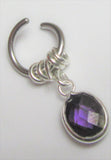 Horizontal Hood Clit Clitoral HCH Purple Oval Facet Gem Dangle Hoop Ring 16G - I Love My Piercings!