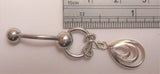 Sterling Silver Looped Dangle VCH Vertical Clitoral Clit Hood Bar Post Ring 14g