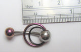 Purple Black Double Hoop VCH Vertical Clitoral Clit Hood Bar Post Ring 14 gauge