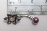 Iced Pink Crystal Flower VCH Vertical Clitoral Clit Hood Ring Barbell 14G - I Love My Piercings!