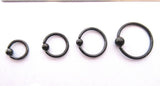 Black Titanium Jewelry Bead Attached Hoop 18g 16g 6, 8, 10, 12 mm - I Love My Piercings!