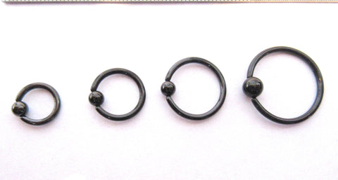Daith Black Titanium Jewelry Bead Attached Hoop for Migraines 18g 16g 6, 8, 10, 12 mm - I Love My Piercings!