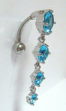 Surgical Steel VCH Hood Aqua Gem Crystal Waterfall Clit Piercing 14 gauge 14g - I Love My Piercings!