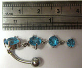 Surgical Steel VCH Hood Aqua Gem Crystal Waterfall Clit Piercing 14 gauge 14g - I Love My Piercings!