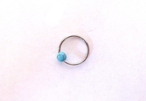 Daith Jewelry for Migraines Turquoise Stone Surgical Steel Hoop Choose gauge / diameter - I Love My Piercings!